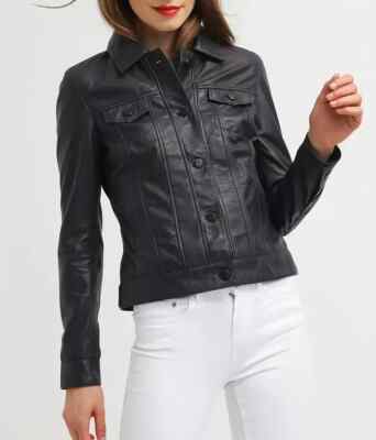 Leather Shirt Jacket For Women ButtonUp Shirt Style Black Biker