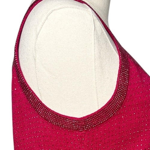 St John Red Knit Tank Top Sparkly Paillette V-Neck Sleeveless Size Small - Picture 5 of 10