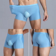 Men Cool Light Boxer Shorts Low Waist Underpants See Through Soft Underwear