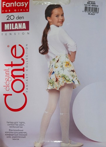 Tights for girls - Conte MILANA 20 den - height 140-146 cm/ white color - Picture 2 of 6