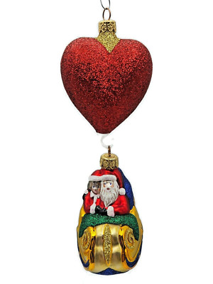 Patricia Breen Love is in the Air Gold Santa Claus Heart Christmas Tree Ornament