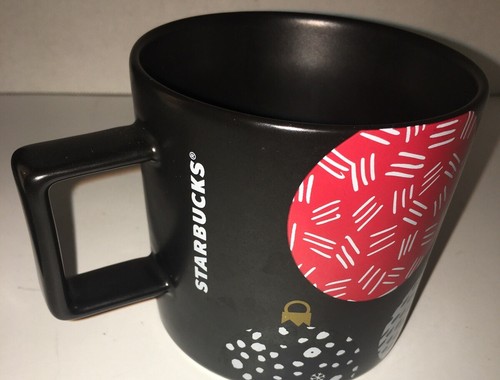 2 Starbucks Mugs. 1 Christmas Ornament Blk/Red & 1 Valentines Or Love Mug Multi - Picture 9 of 11