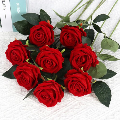 Artificial Flowers Bouquet Red Silk Fake Rose Flower for Wedding Home Gift - Picture 8 of 17