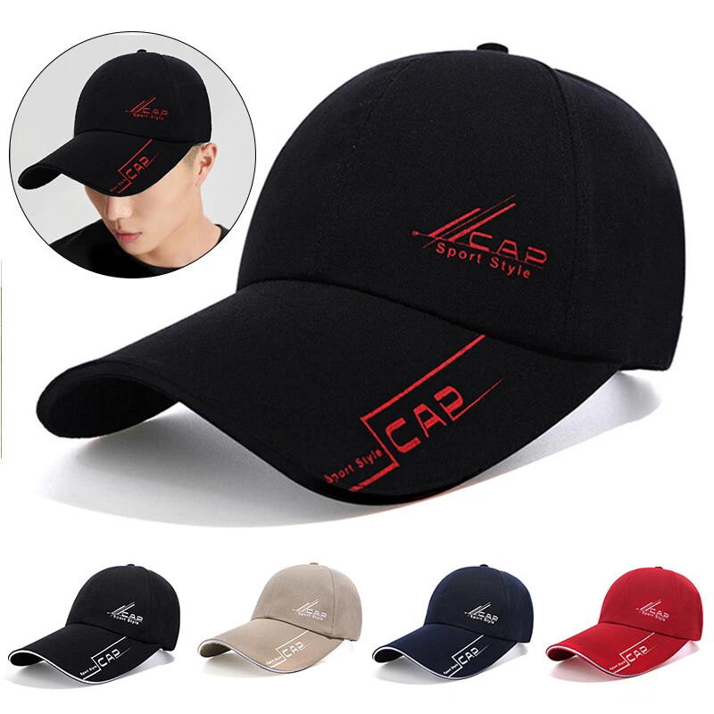 Fashion Sports Cap Mens Hat Baseball Cap Long Visor Brim Shade