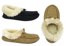 New Ladies' Luxury Moccasin Slipper Shoe Faux Fur with In/outdoor rubber sole