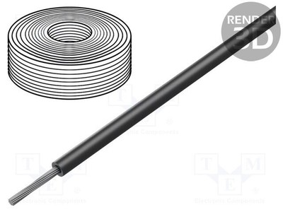 Przewód linka Cu silikon czarny 150°C 300V 15m 20AWG 50ft Z1C2