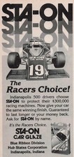 1979 Vintage Print Ad Sta-On The Racers Choice Indianapolis 500 Care Glaze