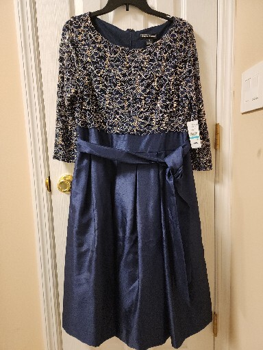 jessica howard navy blue formal dress NWT Jessica Howard Formal Cocktail Dress Navy Blue Chiffon Sequence Missy 16
