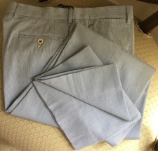 CAROLINA HERRERA MENS $315 WHTE/BLUE STRIPED COTTON  PANTS SZ.33 NWTAG PORTUGAL 