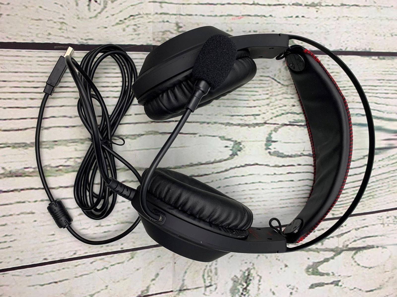 Gaming Headset Stereo Game Headphones with Microphone Black Red-image