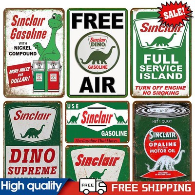 7 Stück Metall Sinclair Oil Co. Blechschild rechteckig Eisenmalerei Wanddeko 20x30cm