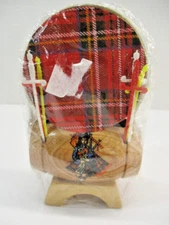 Scottish Scotch Plaid Coaster Set Whisky Barrel Holder Bag Piper Toothpicks Vtg