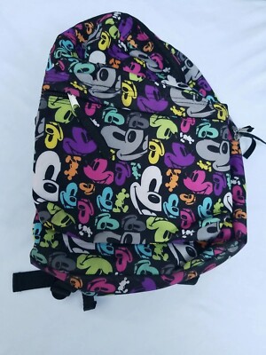 Disney Black Backpack with Multicolor Mickey Faces Mickey Mouse Black Neon Pop Art Backpack Faces Multi Color  main image 4