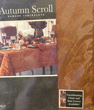 NEW Autumn Scroll Tablecloth DAMASK Bronze 60 X 120 Rectangle Tablecloth - FALL