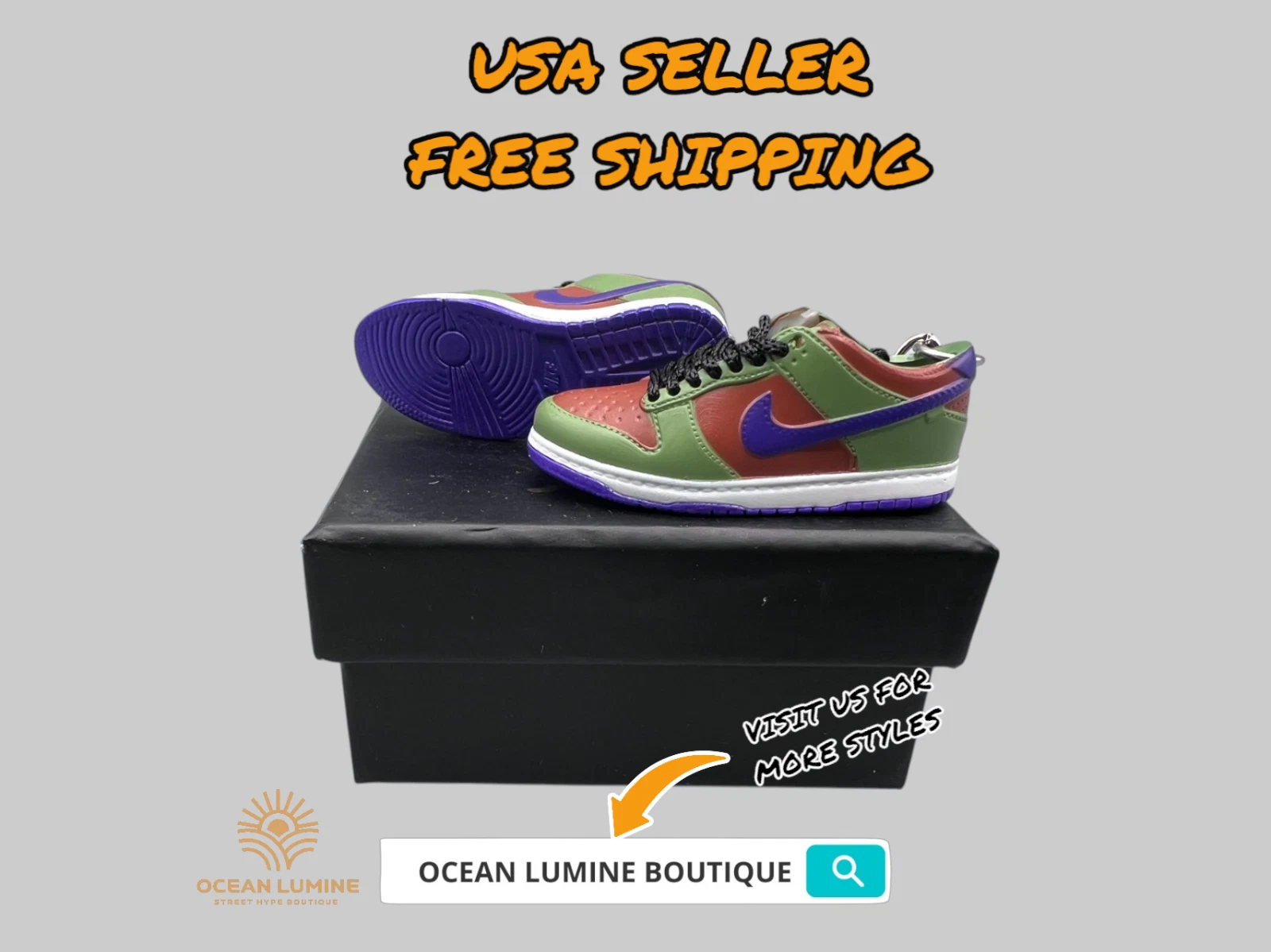 SB Dunk Low Mini Porte clés Baskets 3D, Baskets Basketball Boîte de Collection Options