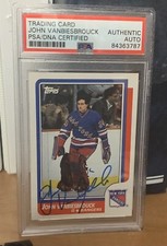 Autographed John Vanbiesbrouck 1986 Topps RC Card PSA Early Sig Rangers Panthers