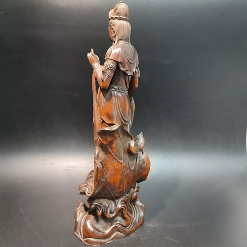 chinese carved wood buddha statue vintage wooden quan kwan yin statue carvings - Picture 3 of 6