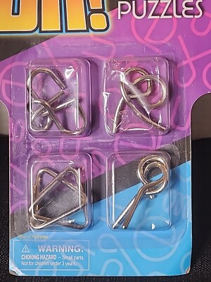 Metal Brain Bender 4-Piece Puzzle Set Boggling Fun Puzzles (BBT1