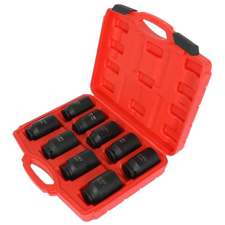 9pcs Deep Impact Socket Set 1/2" Drive 6Pt Metric Spindle Axle Nut Socket 29-38m | Sabour College, Sabour