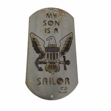 Dog Tag Steel Crazy Iron Art My Son is a Sailor Silver 12 Gauge Steel Decor