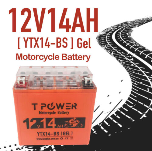 YTX14-BS Gel 12V 14AH Motorcycle BATTERY HONDA ATV QUAD BIKE TRX 300/350/400 AU - Picture 1 of 4