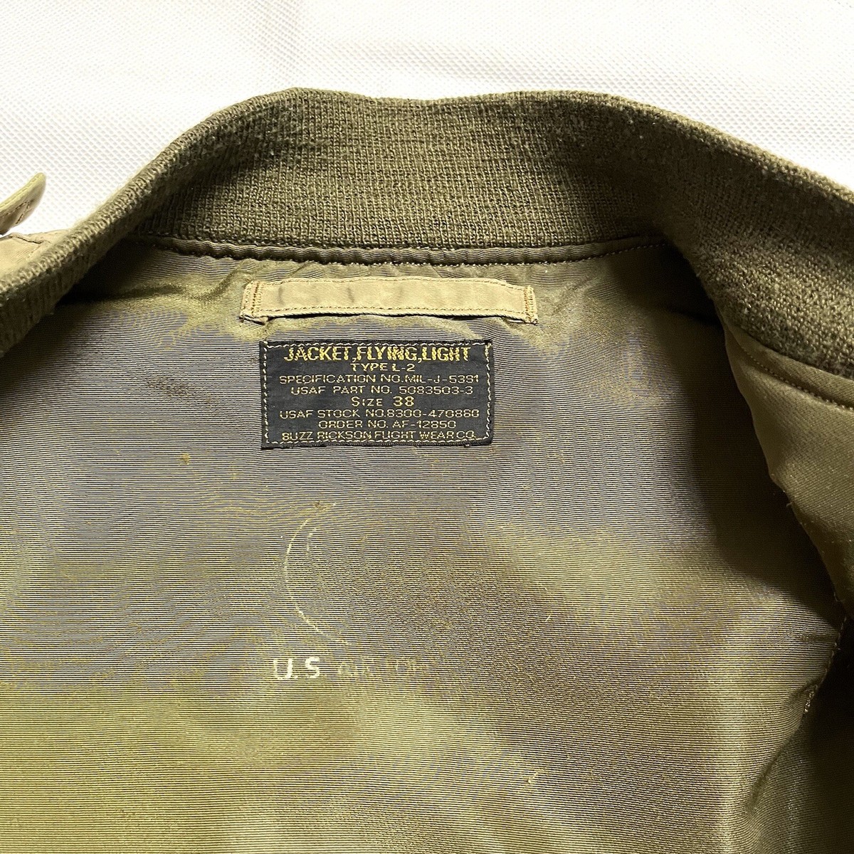 BUZZ RICKSON TYPE L-2 USAF FLIGHT JACKET NYLON 90s OLIVE GREEN