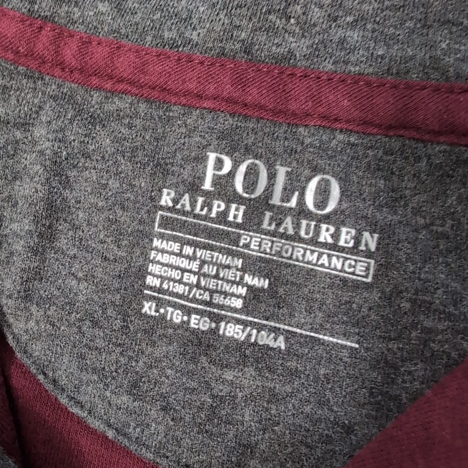 Pullover Polo Ralph Lauren Performance Para Hombre 1/4 Cremallera Talla XL Manga Larga Borgoña Foto 2 de 4