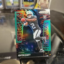 2025 Panini Prizm Ashton Jeanty Fireworks Green Prizm Las Vegas Raiders NFL