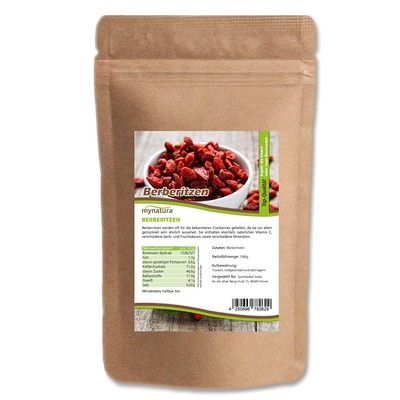 Mynatura Berberitzen getrocknet 1Kg Fruchtiger Snack Rote Beeren süß-sauer