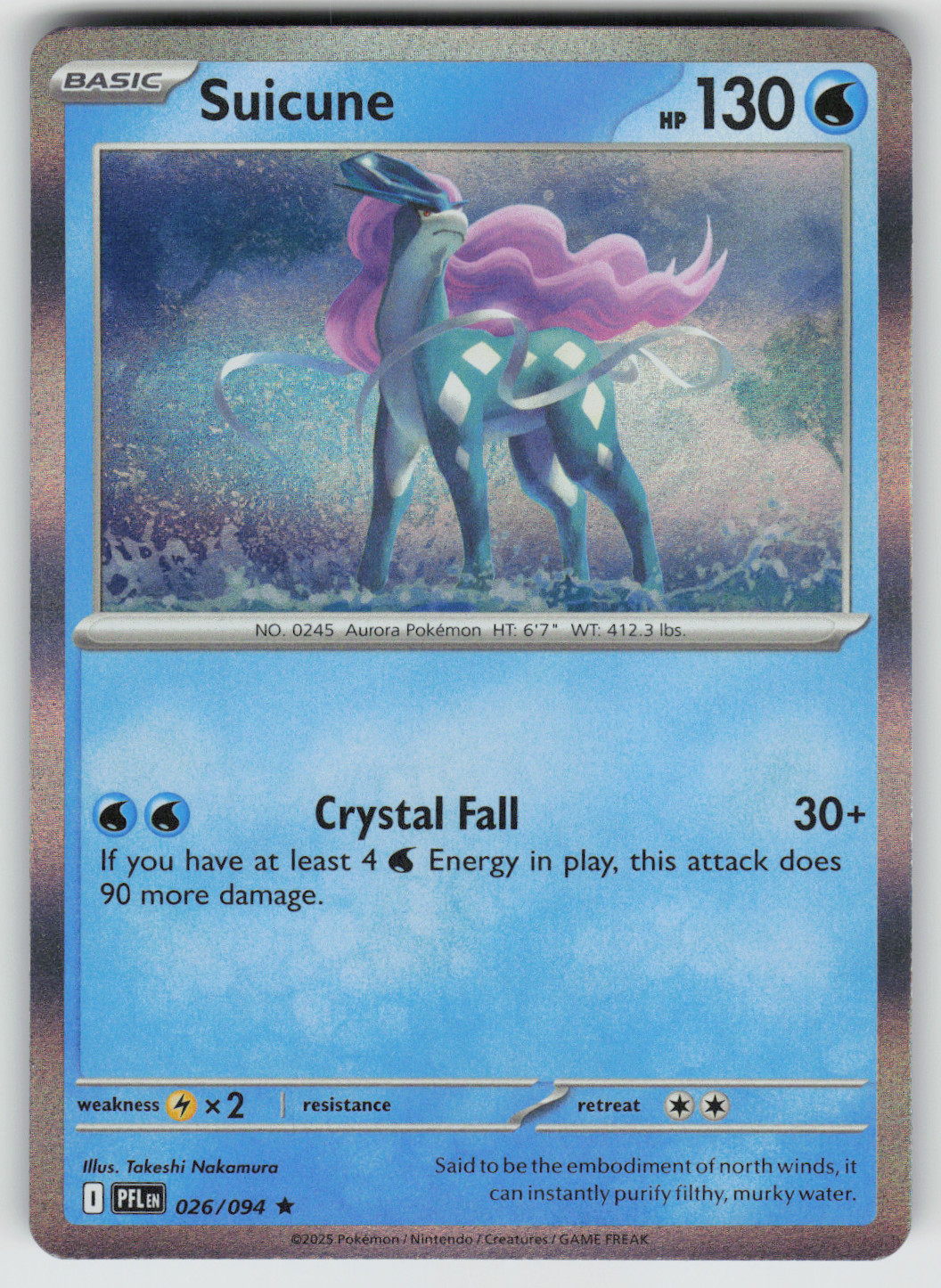 Suicune Holofoil Rare ME02: Phantasmal Flames 026/094 NM