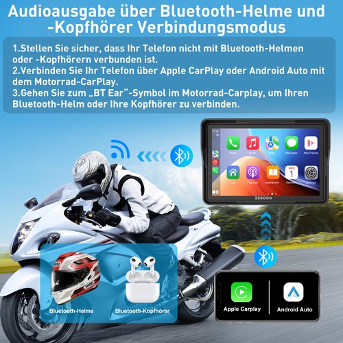 5-Zoll Carplay Motorrad Android Auto Autoradio Wasserdichtes GPS Bildschirm BT - Bild 4 von 14