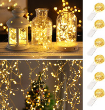 Battery Operated Fairy Lights, 7Ft 20LED Waterproof Silver Wire, Warm White