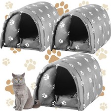 DoubleFill 3 Pcs Cat Houses for Outdoor Cats Winter Weatherproof Insulated Stray