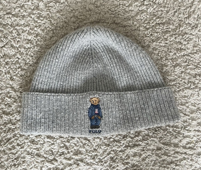 Polo Ralph Lauren Gray Stretch Beanie Men Polo Bear Designer Casual