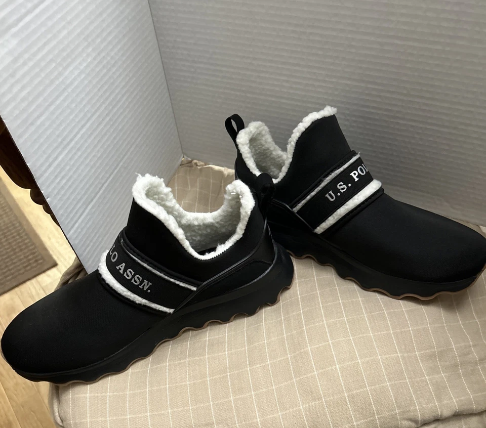 US POLO ASSN.  Zapatos talla 8,5 talla S-blanco y negro con forro de piel bonitos y cálidos Foto 2 de 4