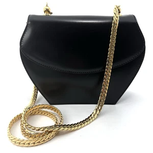 RARE*Vintage GUCCI Cuir Semi Sac Bandoulière Chaîne 2Way Bag Authentique du JAPON