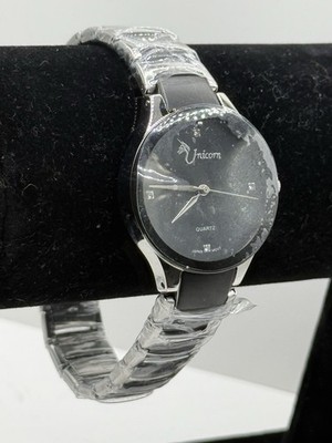 Unicorn Quartz Women s Analog Watch Black Dial Silver Bracelet 50m 32-35.9mm 6