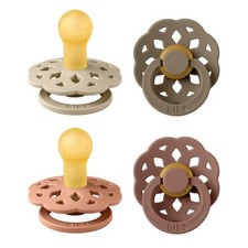 BPA-Free Soother Pacifiers 4-Pack, Round Nipple, Natural Rubber, Peach Mix