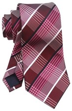 Men's Ties Tartan Plaid Stripe Formal Business Wedding One Size Maroon Red
