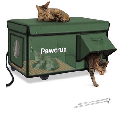 Weatherproof Heated Cat House Shelter Insulated & Safe With Escape Door