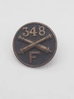 VINTAGE WW1 ERA US MILITARY TUNIC COLLAR PIN 348TH REGIMENT COMPANY F
