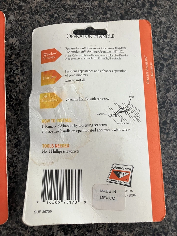 NEW SEALED ANDERSEN CASEMENT / AWNING OPERATOR HANDLE BRONZE 0532309 1957 - 1972 - Image 4 of 4