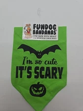 Fundog Bandanas Dog Size M/L Green Halloween Scary.#36723