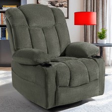 Chenille Manul Swivel Rocker Recliner Chair with Massage and Heat