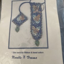 Beaded Ribbon Scissor Case Fob Grape Wine Motif Needle Art Craft Sew A Gift