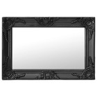 Wall Mirror Baroque Black 60x40 cm. Wood Glass Bevelled Ornate Frame Decorative