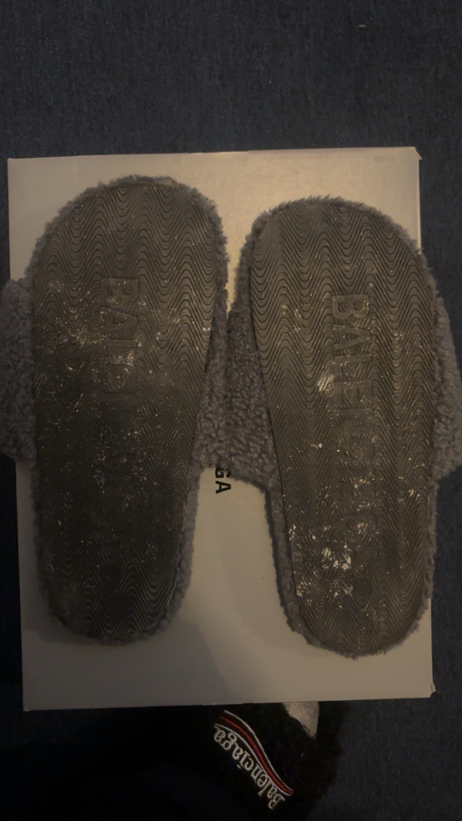 Balenciaga Gray Faux Fur Slide Slippers Men’s Comfort Slip-On thumbnail 3