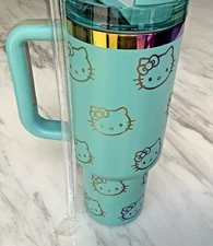 Hello Kitty Tumbler Cup Mug - 40oz - Stainless Steel - BLUE / GREEN - NEW In Box