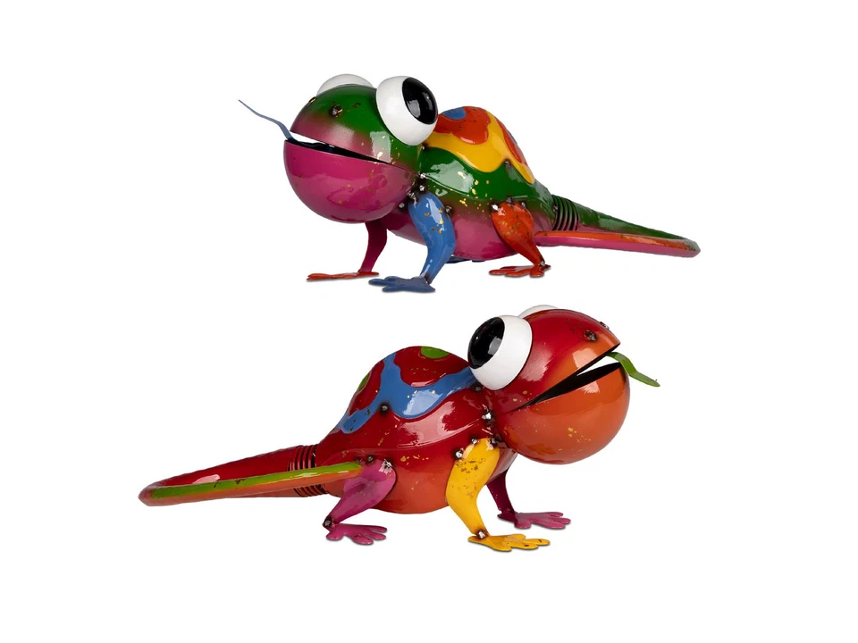 Dekofigur Eidechse mit grünem Kopf L. 45cm bunt aus Metall Formano Garten S25 - Bild 2 von 2