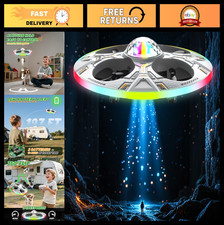 Mini UFO Drone for Kids - Remote Control Flying Toy with LED Lights, Auto Hover,
